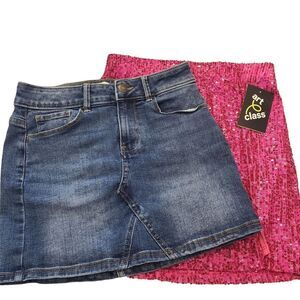 SO and ART CLASS Skirts Blue Jeans and Sequins Mini Girls Sz L